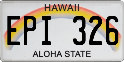 HI license plate EPI326