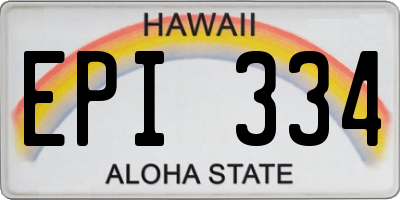 HI license plate EPI334