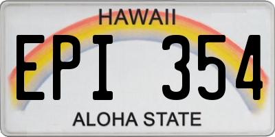 HI license plate EPI354