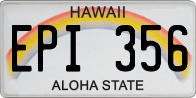 HI license plate EPI356