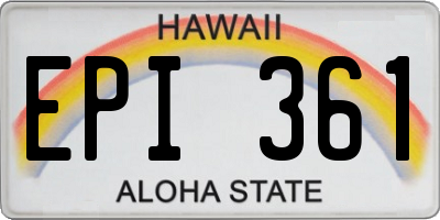 HI license plate EPI361