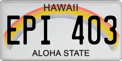 HI license plate EPI403