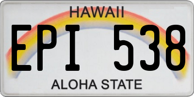 HI license plate EPI538