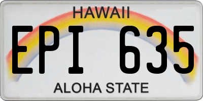 HI license plate EPI635