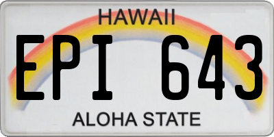 HI license plate EPI643