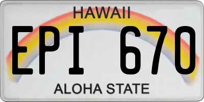 HI license plate EPI670