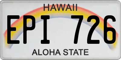 HI license plate EPI726