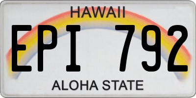 HI license plate EPI792