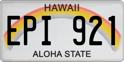 HI license plate EPI921