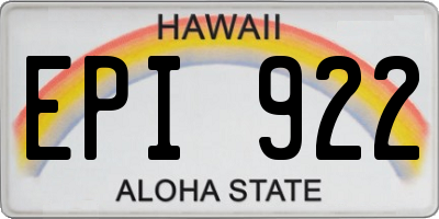 HI license plate EPI922