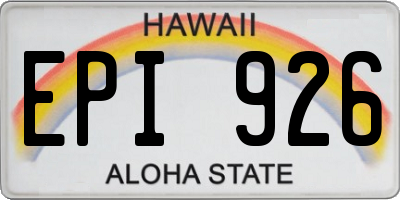 HI license plate EPI926