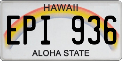 HI license plate EPI936