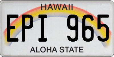 HI license plate EPI965