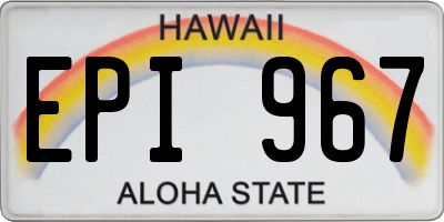 HI license plate EPI967