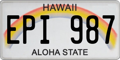 HI license plate EPI987