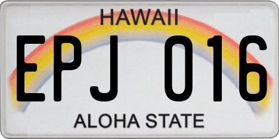HI license plate EPJ016