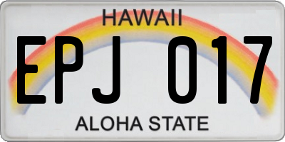 HI license plate EPJ017