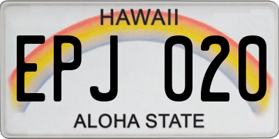 HI license plate EPJ020