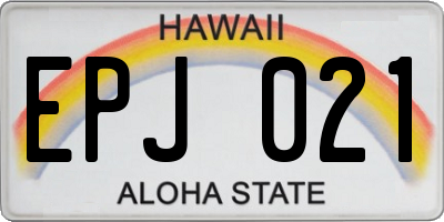 HI license plate EPJ021