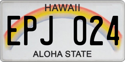 HI license plate EPJ024