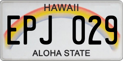 HI license plate EPJ029