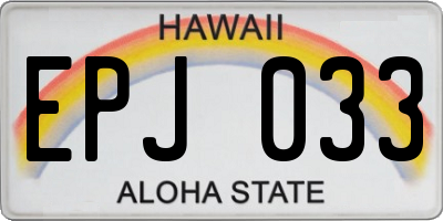 HI license plate EPJ033