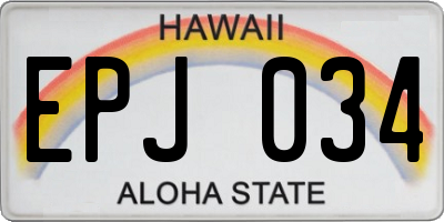 HI license plate EPJ034