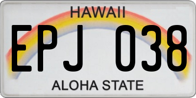 HI license plate EPJ038