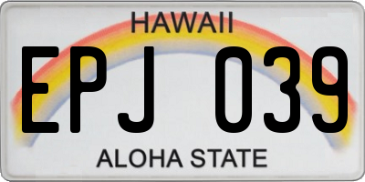 HI license plate EPJ039