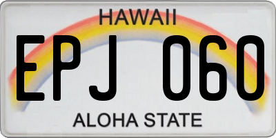 HI license plate EPJ060