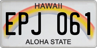 HI license plate EPJ061