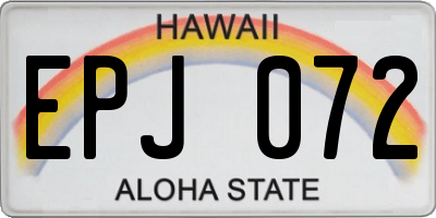HI license plate EPJ072