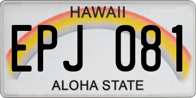 HI license plate EPJ081