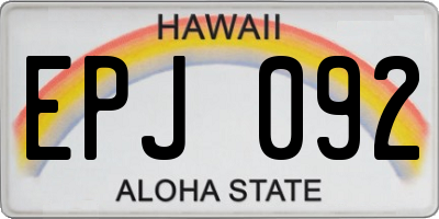 HI license plate EPJ092