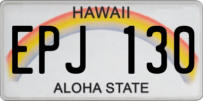 HI license plate EPJ130