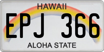 HI license plate EPJ366