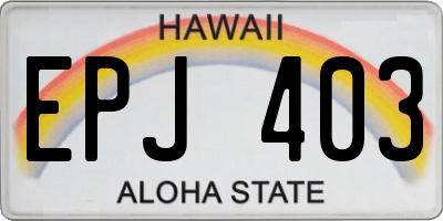 HI license plate EPJ403