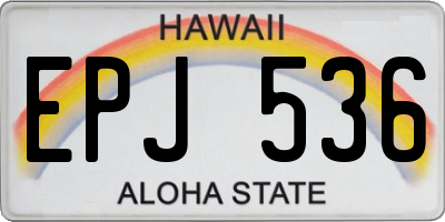 HI license plate EPJ536