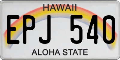 HI license plate EPJ540