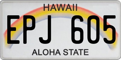 HI license plate EPJ605