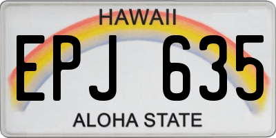 HI license plate EPJ635