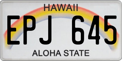 HI license plate EPJ645