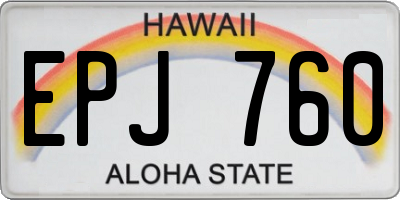 HI license plate EPJ760