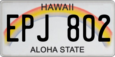 HI license plate EPJ802