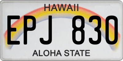 HI license plate EPJ830