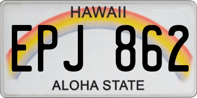 HI license plate EPJ862