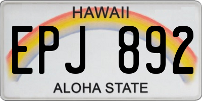 HI license plate EPJ892
