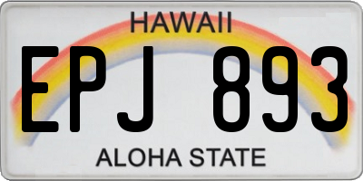 HI license plate EPJ893