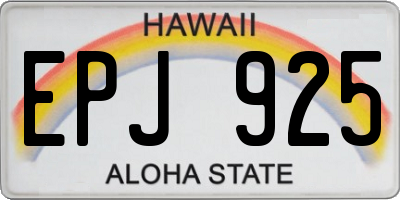 HI license plate EPJ925