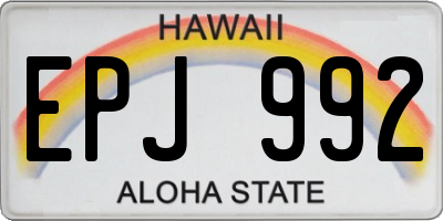 HI license plate EPJ992